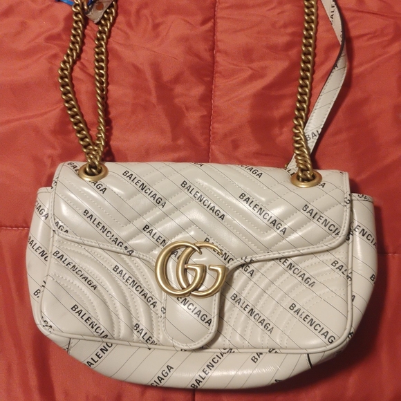 Balenciaga White Shoulder Bag with Gold Accents - Picture 1 of 4